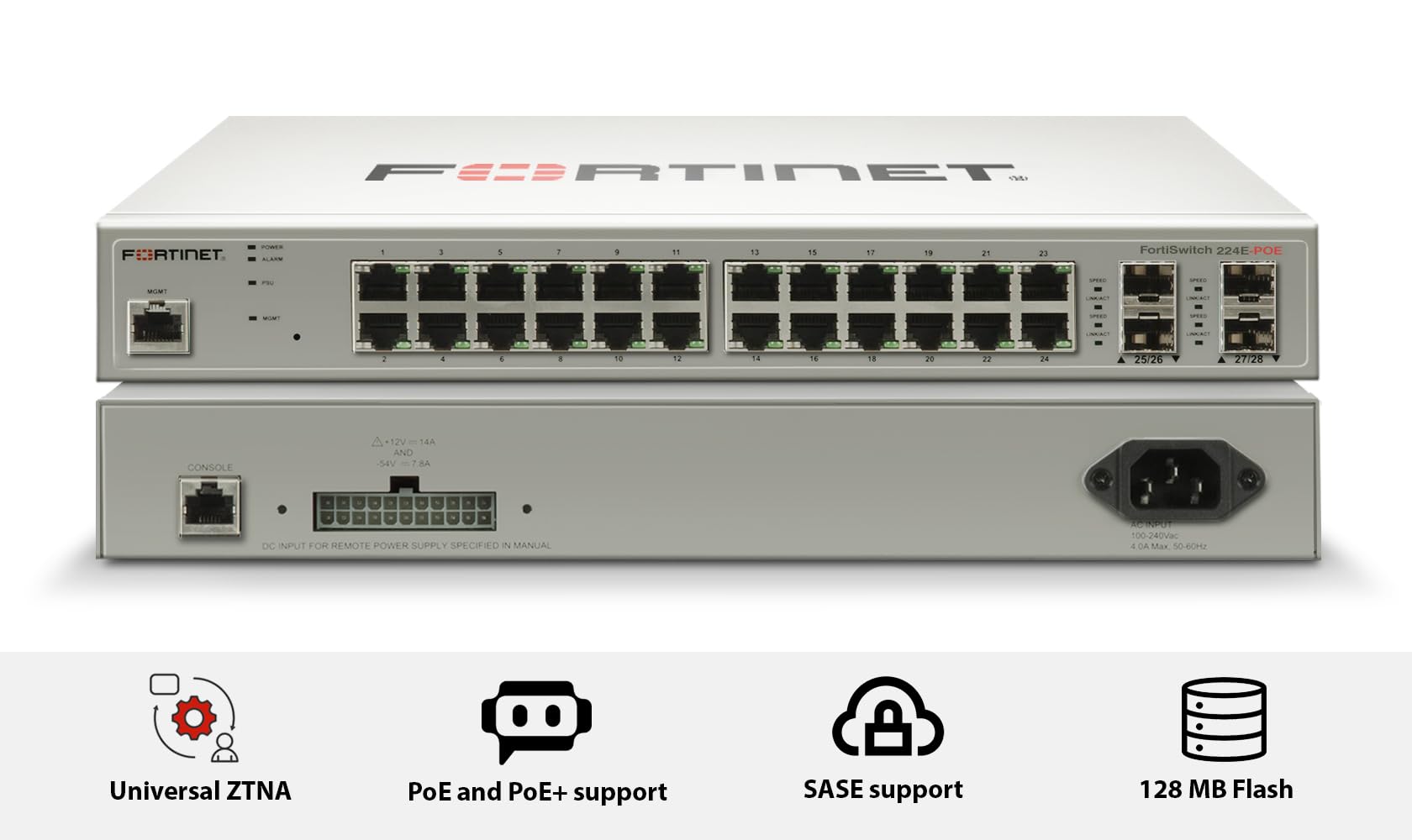 Fortinet FortiSwitch - 224E-POE Layer 2/3 PoE+ Switch (FS-224E-POE